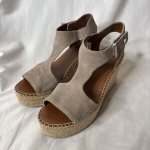 Franco Sarto Women's 9.5 Treasure 2 Espadrille Wedge Sandals Jute Braid Beige